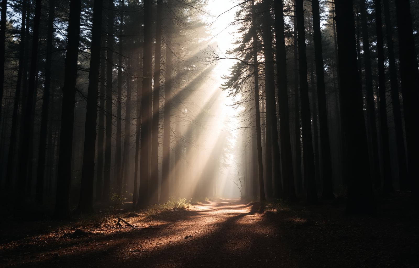 Quiet forest path with soft light symbolizing reflection and gradual change.